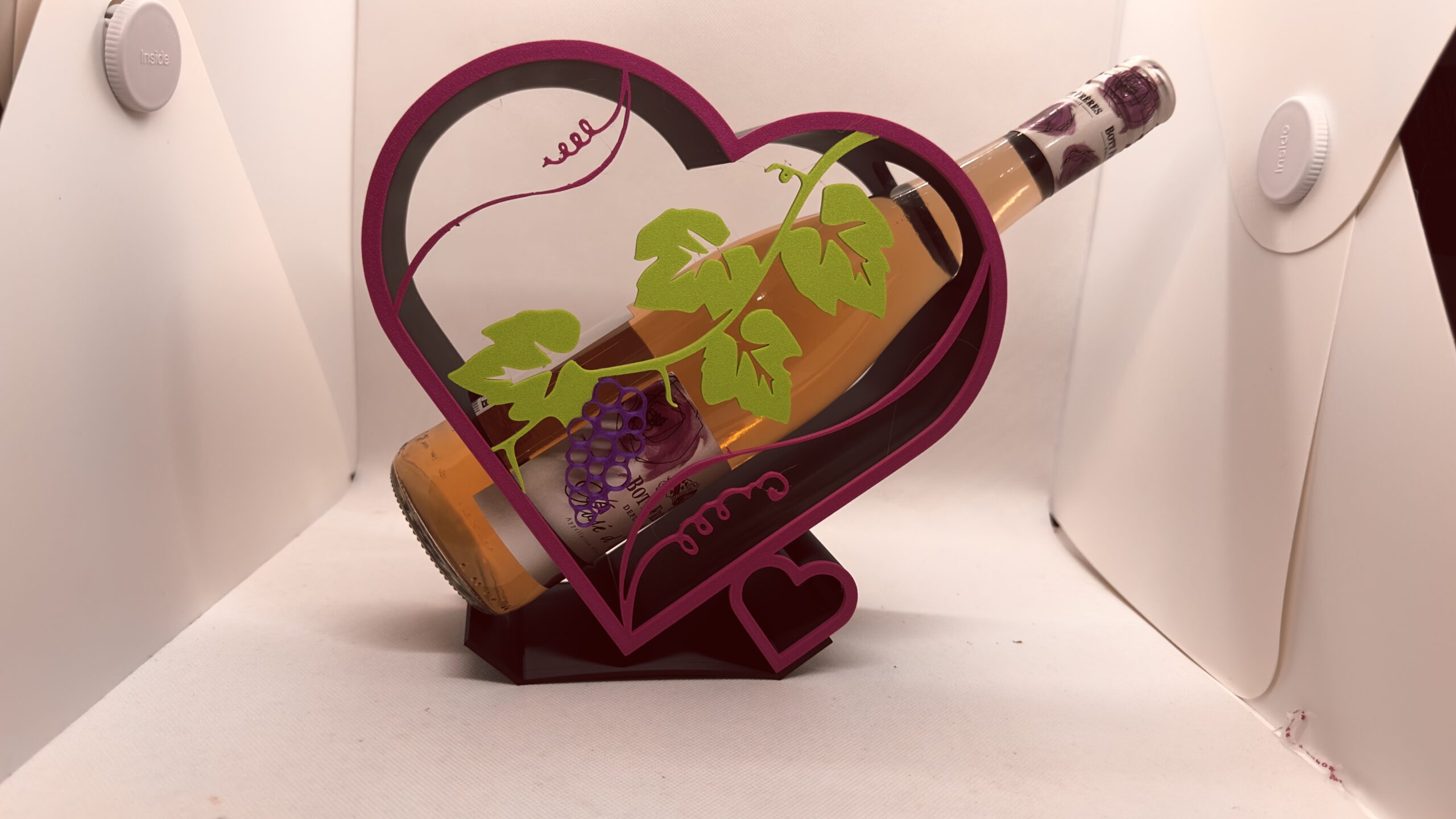 Porte-bouteille Cœur – Grappe de raisin 🍇❤️